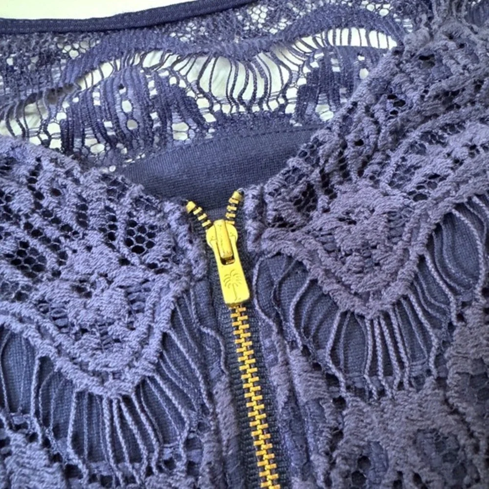 Lilly Pulitzer Navy Blue Remmy Lace Bodice Back Zip Fit Flare Dress Size S‎